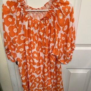 Orange Floral Blouse